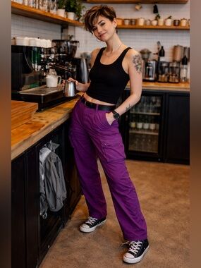 Pistola Women’s Purple Cargo Pants NWT Utility Pocket Streetwear Festival Sz 30